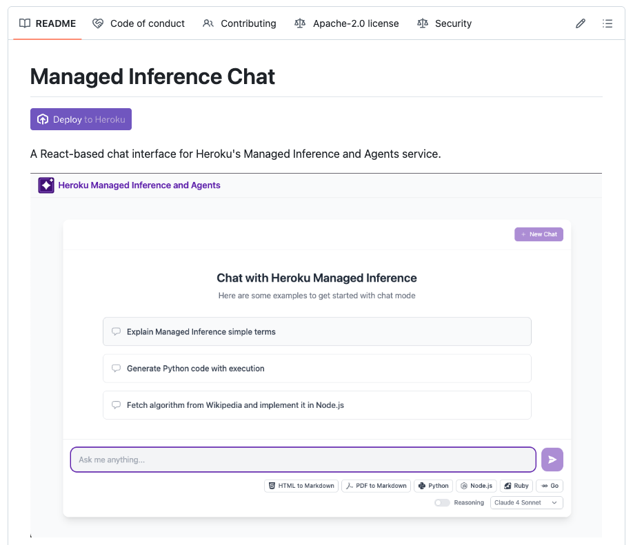 Deploy Heroku Managed Inference Chat